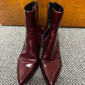 Burgundy leather ankle boots